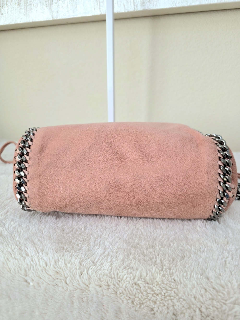 Rare Stella McCartney Falabella Coral Pink Silver Mini Drawstring Pouch Tote - Picture 7 of 16